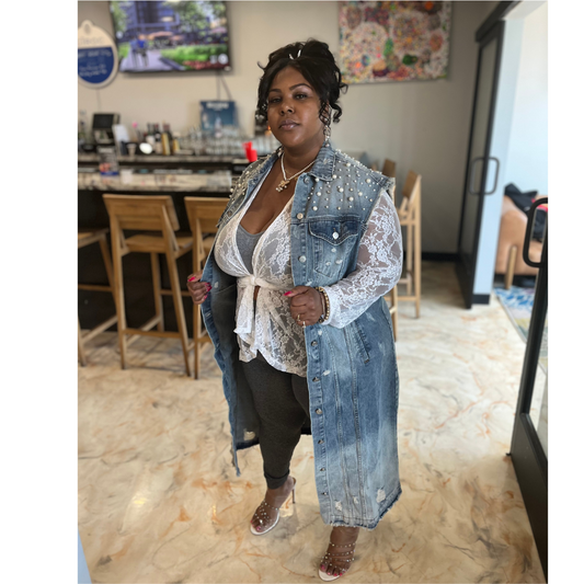 Sasha Denim Pearl Duster (Plus Size)